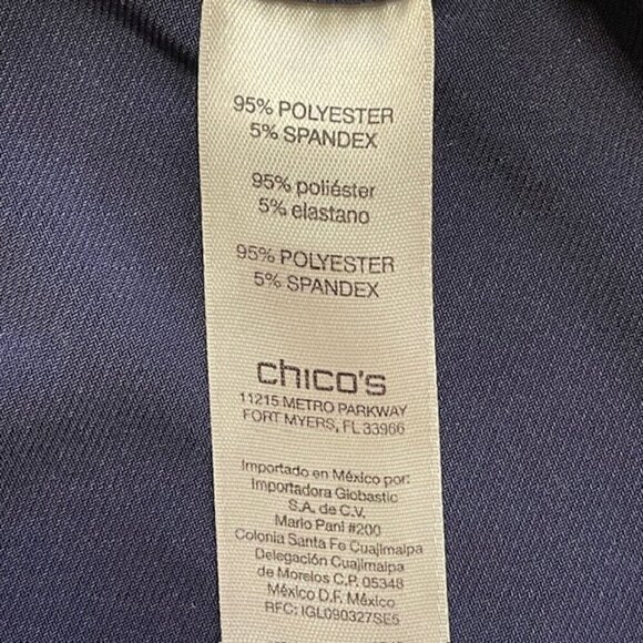 CHICO'S Navy Lace Up Bell Sleeve Blouse - Size Large - Picture 6 of 8